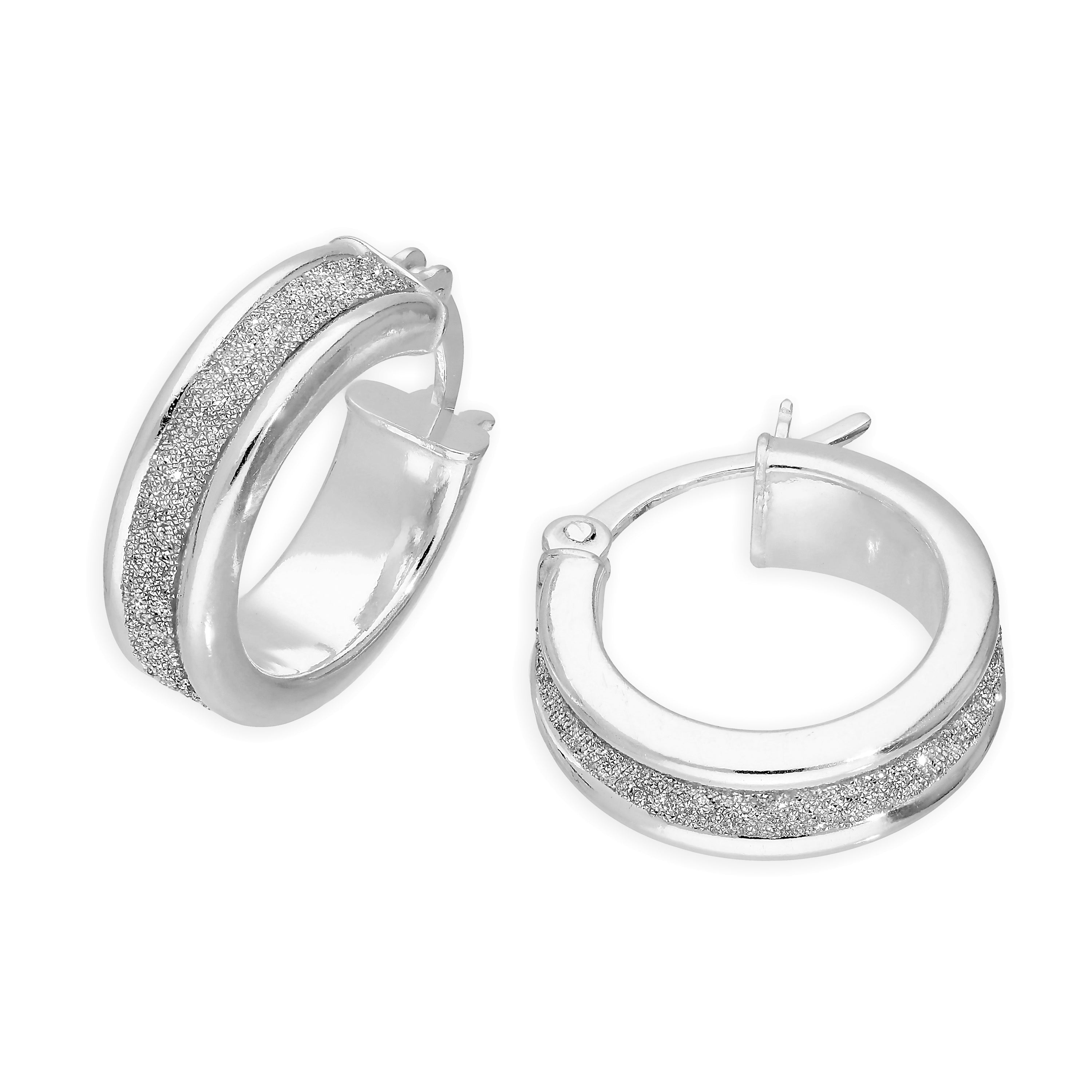 Klein Sterlingsilber Mattiert Creolen Ohrringe