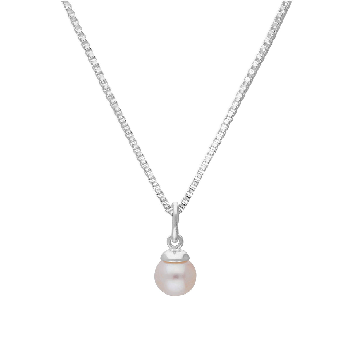 Sterlingsilber und Perlenanhänger an einer Kette, 35–55 cm, Perlen