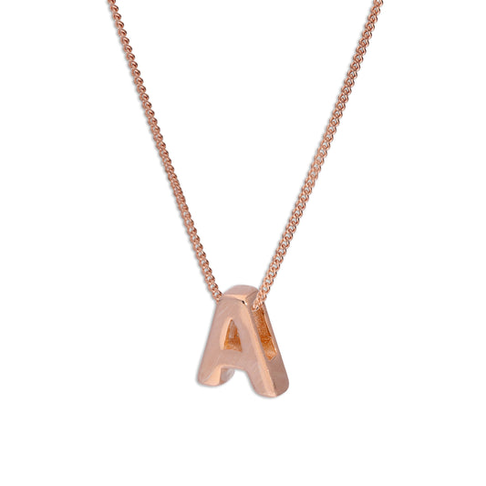 Roségold-beschichtetes Sterling Silber Buchstaben-Anhänger-Halskette 14–32 Zoll