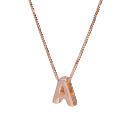 Roségold-beschichtetes Sterling Silber Buchstaben-Anhänger-Halskette 14–32 Zoll