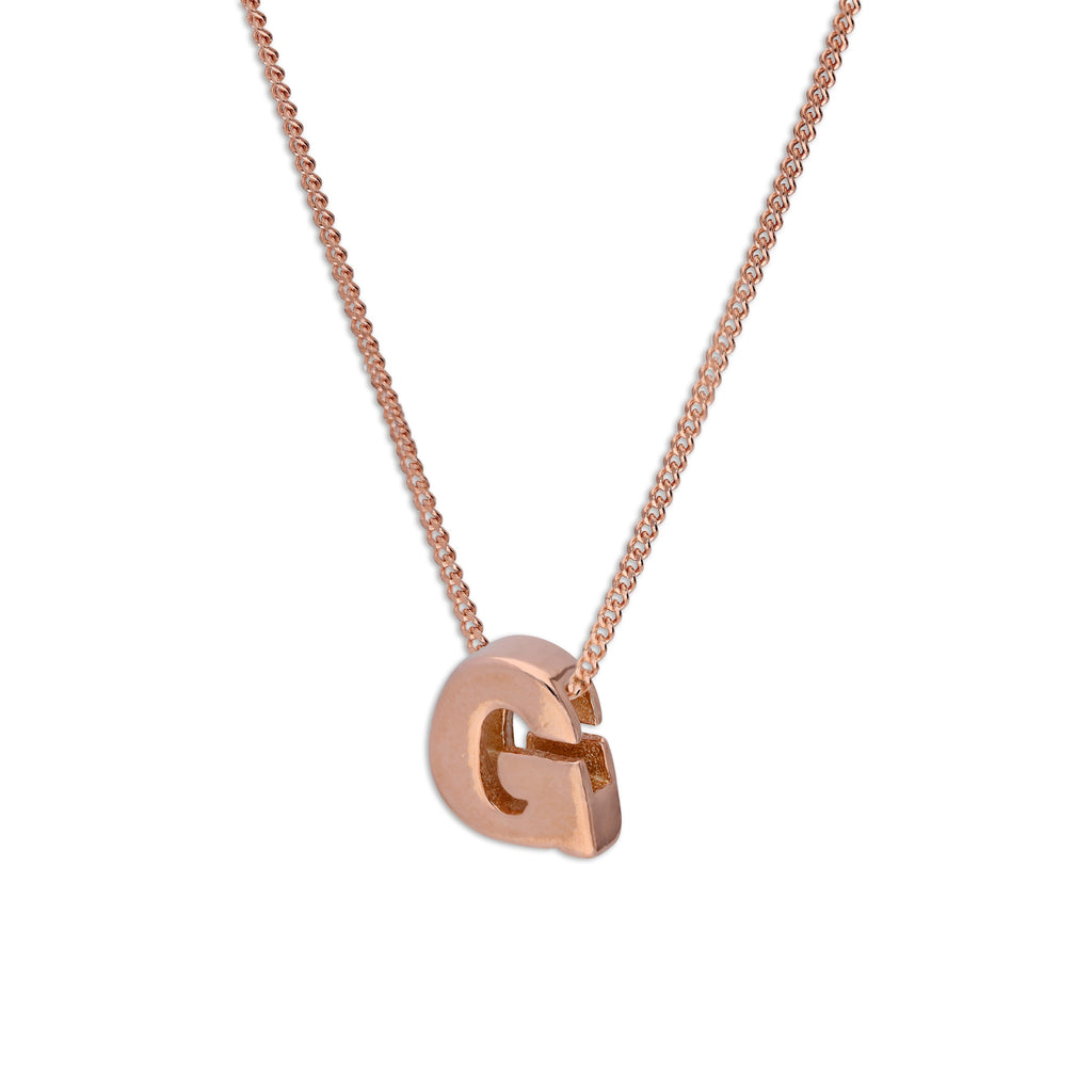 Roségold-beschichtete Halskette aus Sterlingsilber mit Buchstabe G, 14–32 Zoll