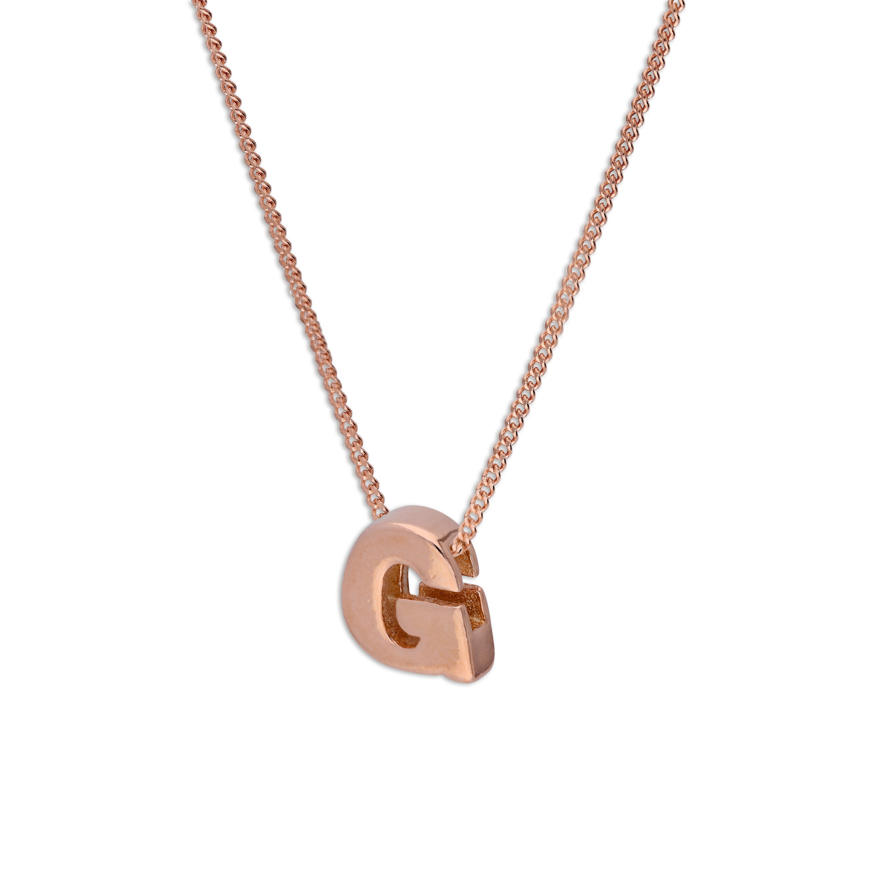 Roségold-beschichtete Halskette aus Sterlingsilber mit Buchstabe G, 14–32 Zoll