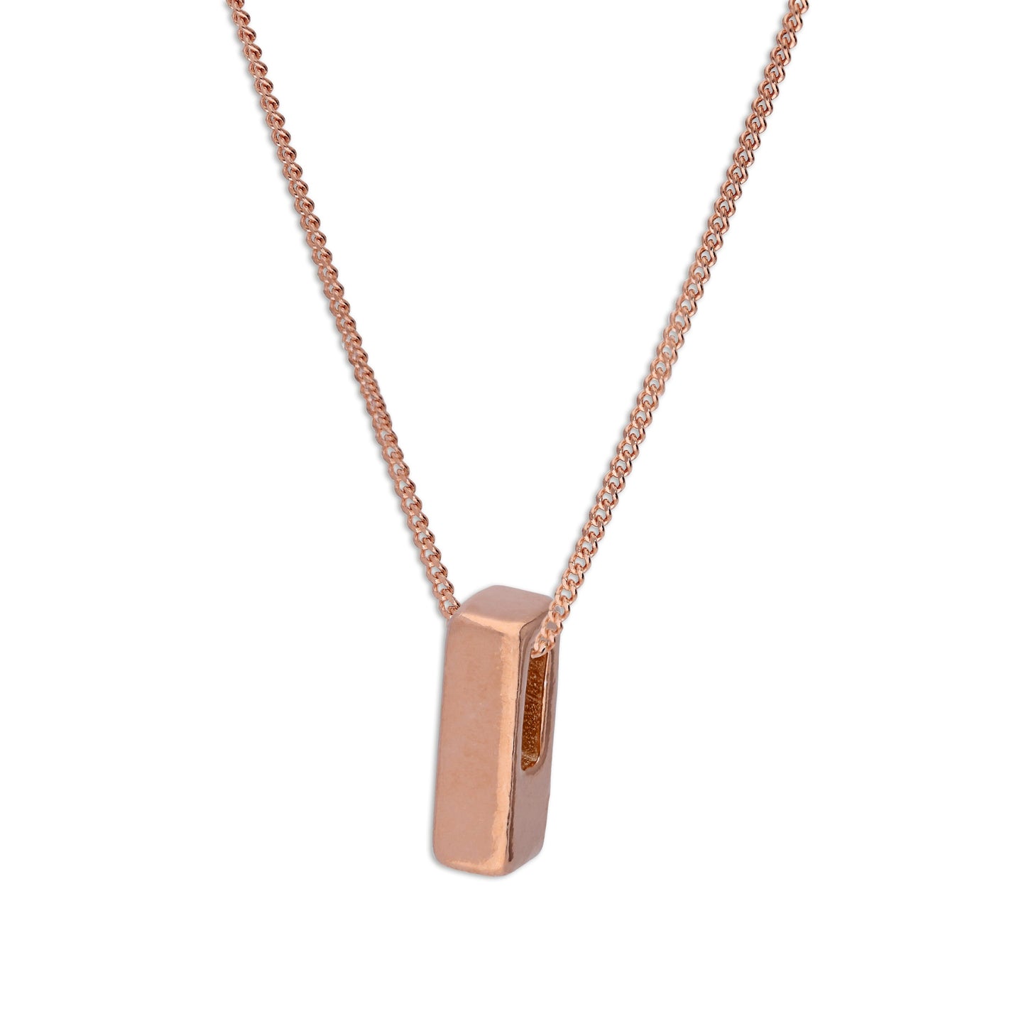 Roségold-beschichtete Halskette aus Sterlingsilber mit Anhänger in Form des Buchstabens I, 14–32 Zoll