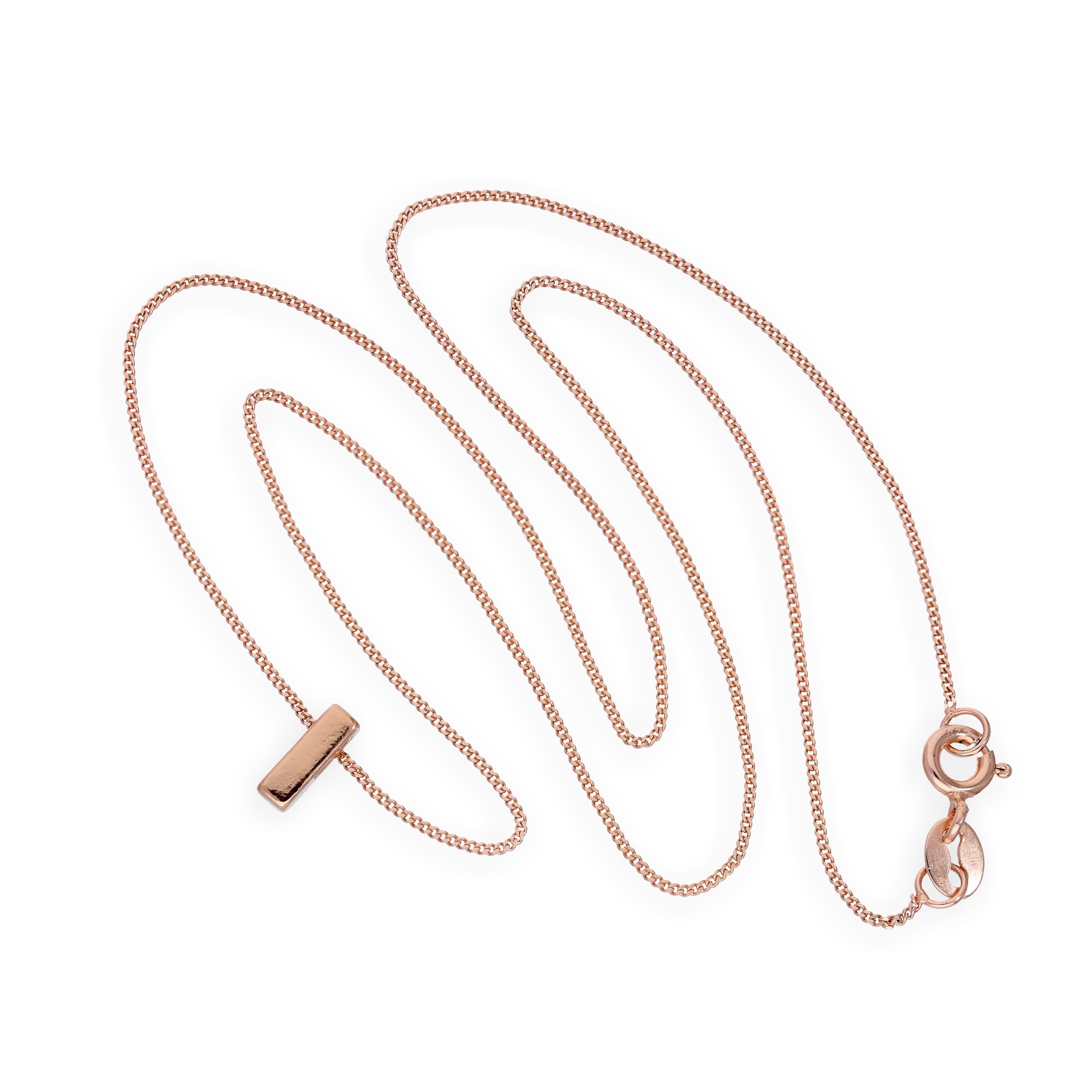 Roségold-beschichtete Halskette aus Sterlingsilber mit Anhänger in Form des Buchstabens I, 14–32 Zoll