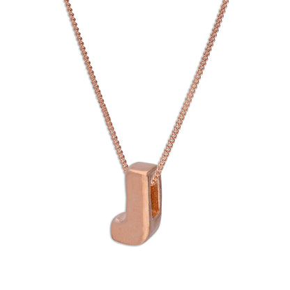 Roségold-beschichtete Halskette aus Sterlingsilber mit Anhänger in Form des Buchstabens J, 14–32 Zoll