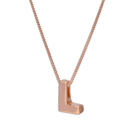 Roségold-beschichtete Halskette aus Sterlingsilber mit Buchstabe L, 14–32 Zoll