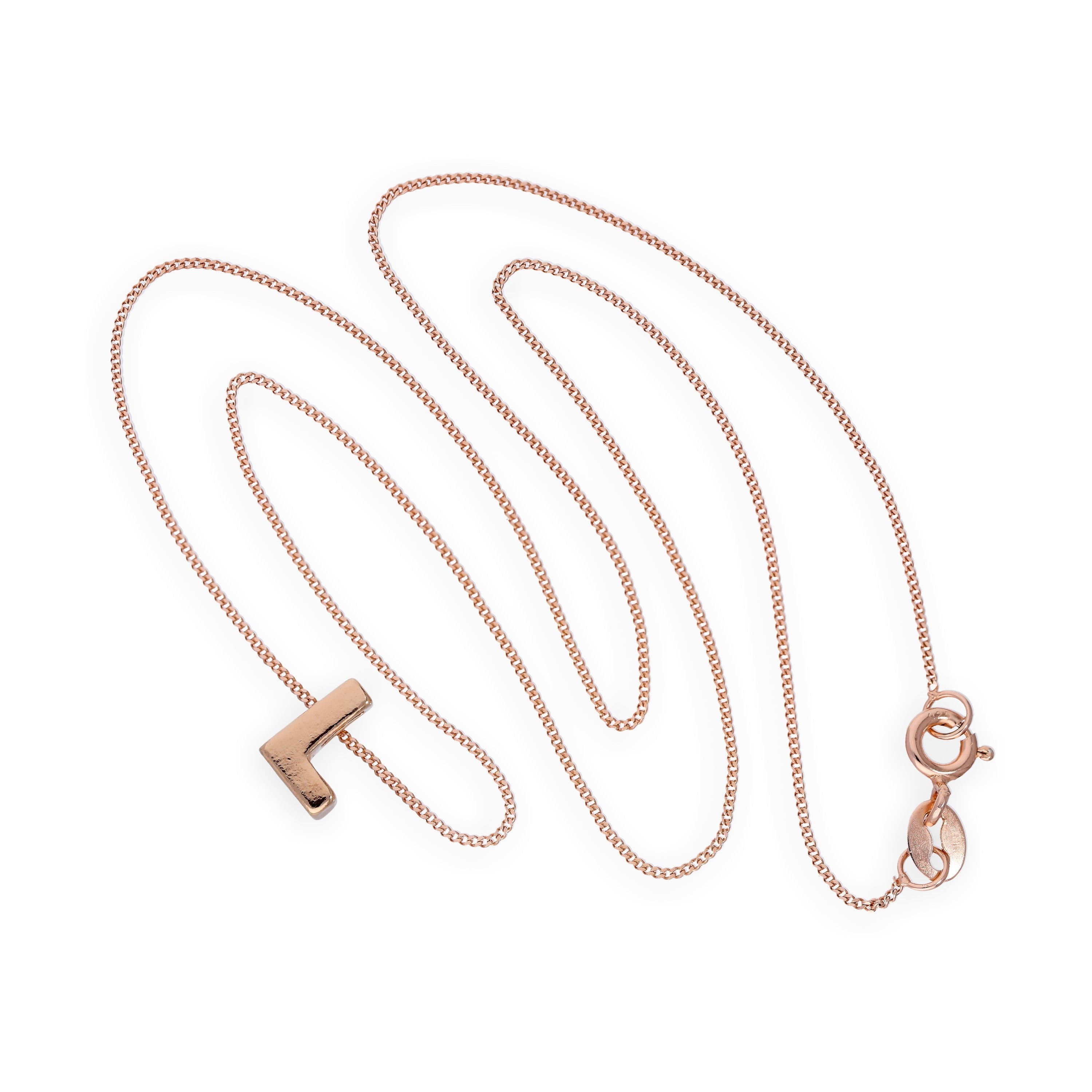 Roségold-beschichtete Halskette aus Sterlingsilber mit Buchstabe L, 14–32 Zoll