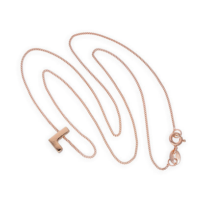 Roségold-beschichtete Halskette aus Sterlingsilber mit Buchstabe L, 14–32 Zoll