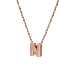 Roségold-beschichtete Halskette aus Sterlingsilber mit Buchstabenanhänger N, 14–32 Zoll