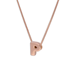 Roségold-beschichtete Halskette aus Sterlingsilber mit Buchstabe P, 14–32 Zoll