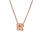 Roségold-beschichtete Halskette aus Sterlingsilber mit Buchstabe R, 14–32 Zoll