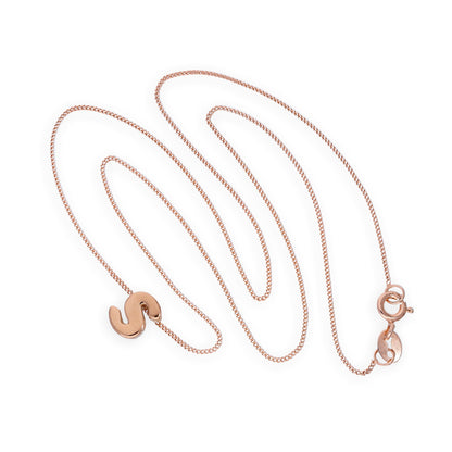 Roségold-beschichtete Halskette aus Sterlingsilber mit Buchstabenanhänger S, 14–32 Zoll
