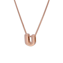 Roségold-beschichtete Halskette aus Sterlingsilber mit Buchstabe U, 14–32 Zoll
