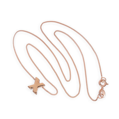 Roségold-beschichtete Halskette aus Sterlingsilber mit Buchstabenanhänger X, 14–32 Zoll