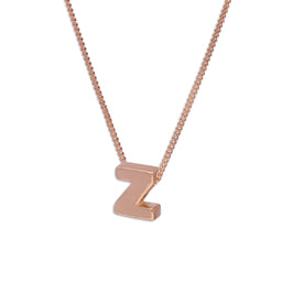Roségold-beschichtete Halskette mit Anhänger aus Sterlingsilber in Form des Buchstabens Z, 14–32 Zoll