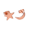 Rosévergoldet Sterlingsilber Mond & Stern Ohrstecker