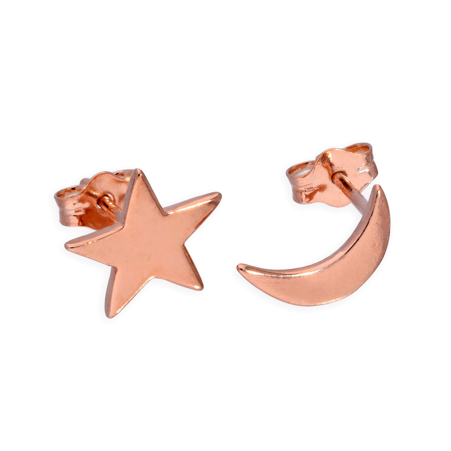 Rosévergoldet Sterlingsilber Mond & Stern Ohrstecker
