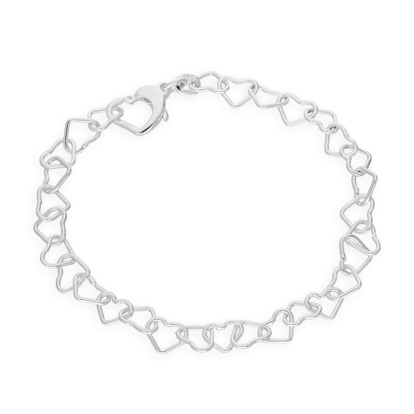 Sterlingsilber 19cm Herzen Armband mit Herz Verschluss