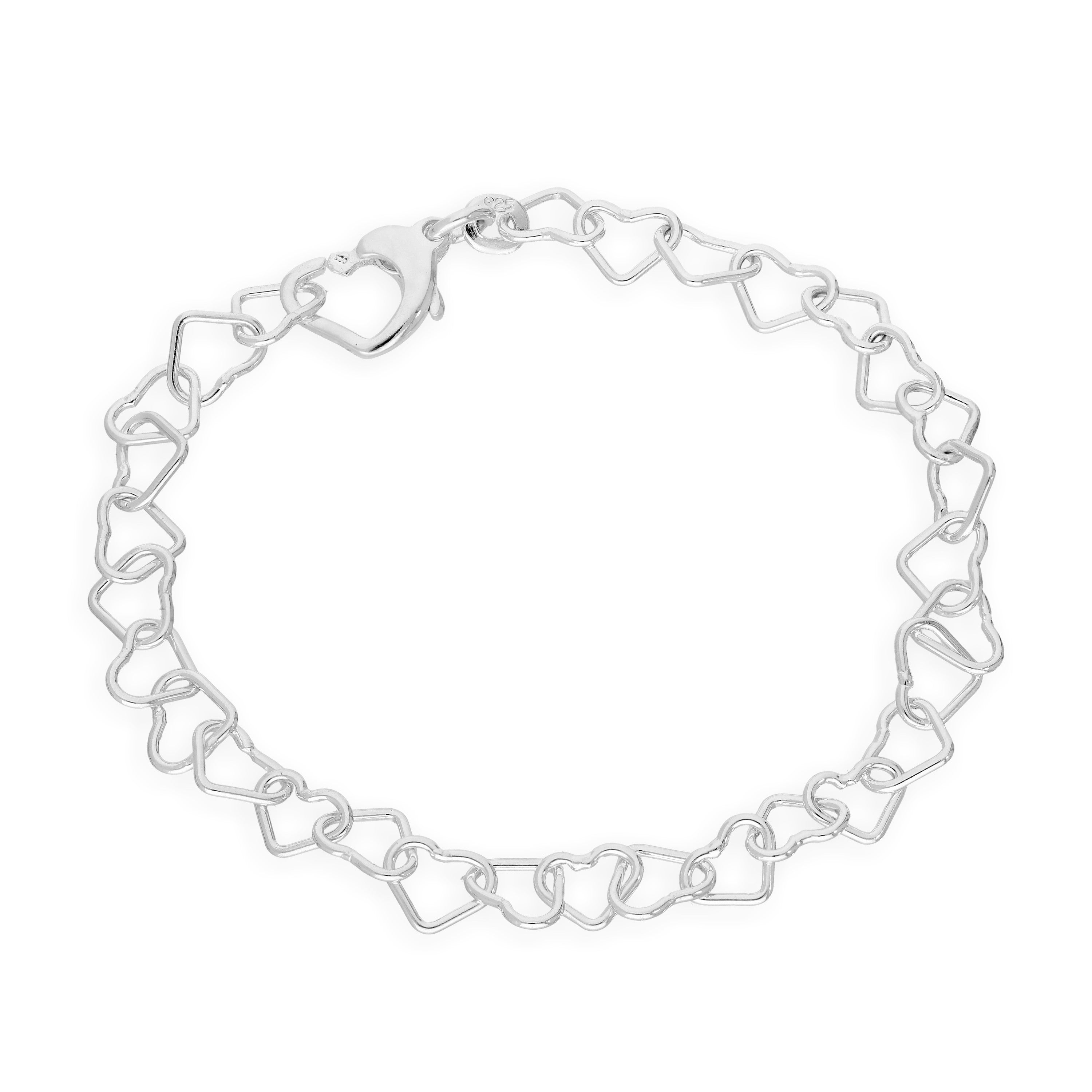 Sterlingsilber 19 cm Herzen Armband mit Herz Verschluss