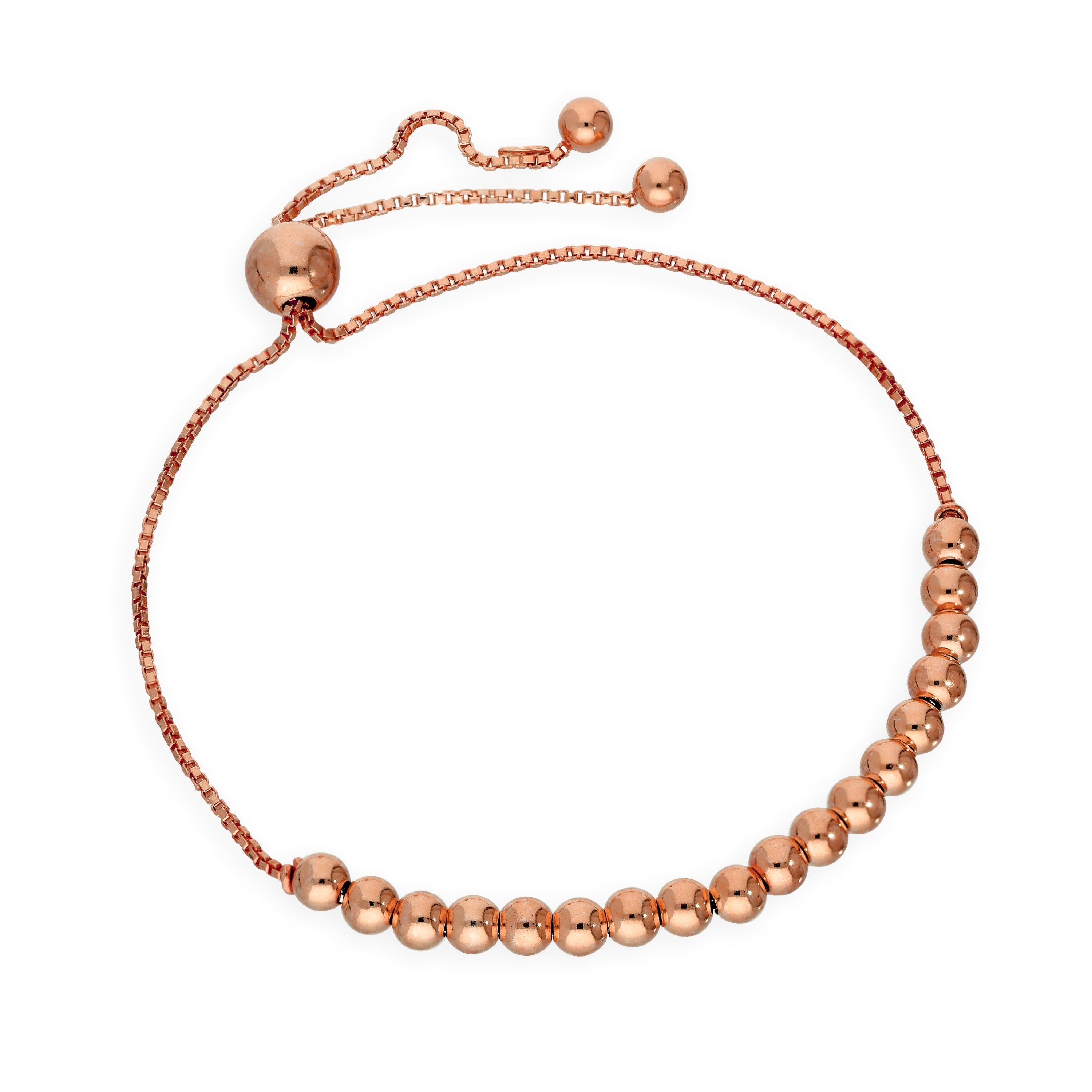 Rosévergoldet Sterlingsilber Verstellbar Kugel Armband