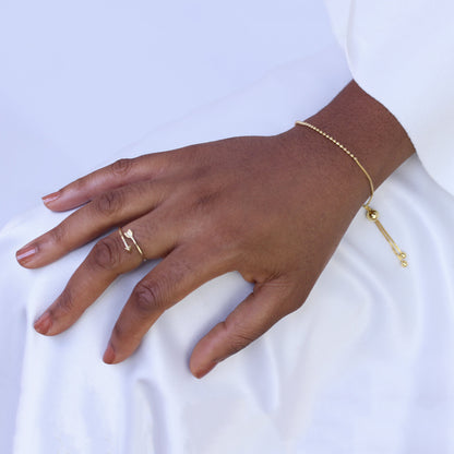 Vergoldet Sterlingsilber Verstellbar Dünn Kugel Armband