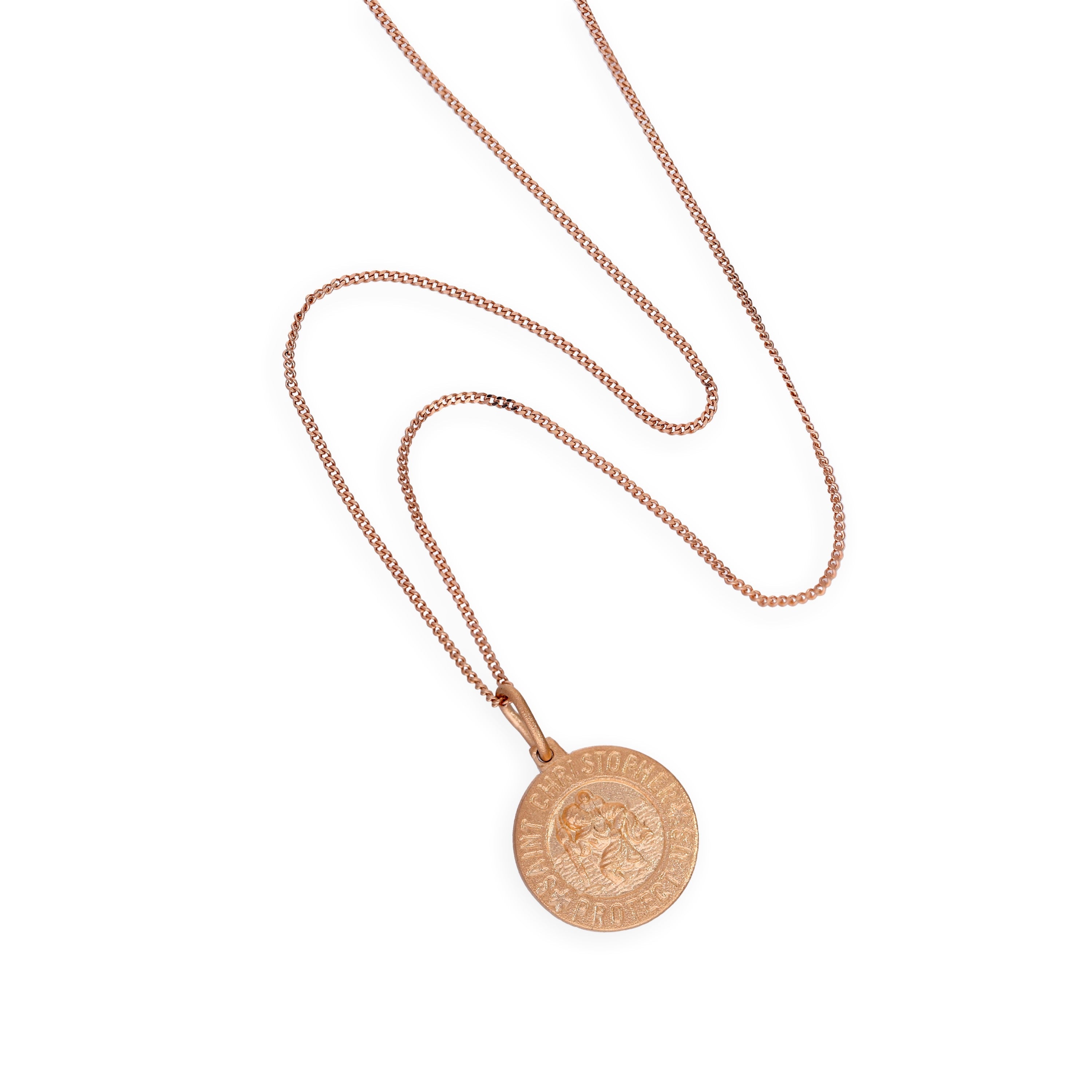 Roségoldplattierte Saint-Christopher-Medaille aus Sterlingsilber an einer Kette, 14–32 Zoll