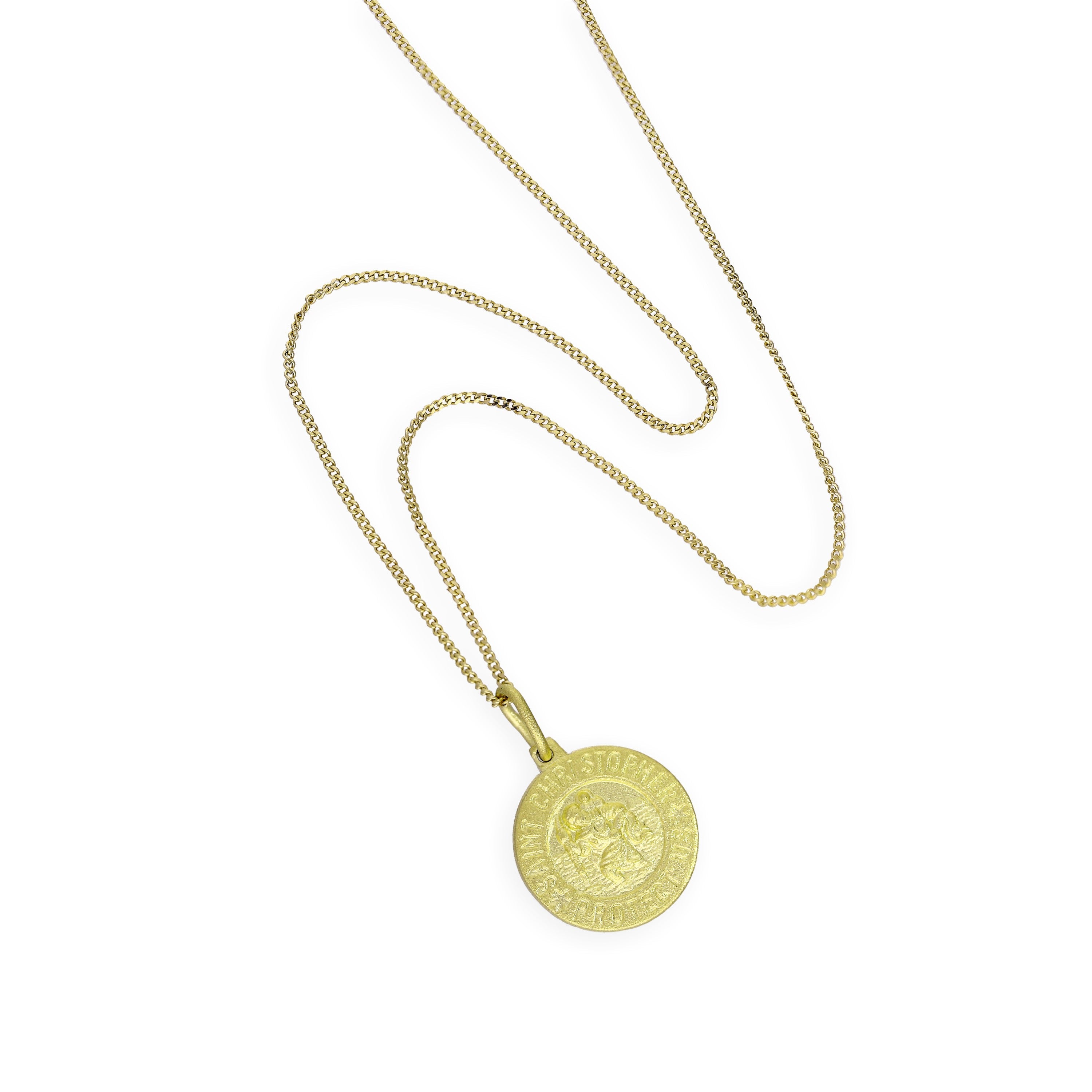Vergoldete Halskette aus Sterlingsilber mit St.-Christophorus-Medaille, 40–81 cm
