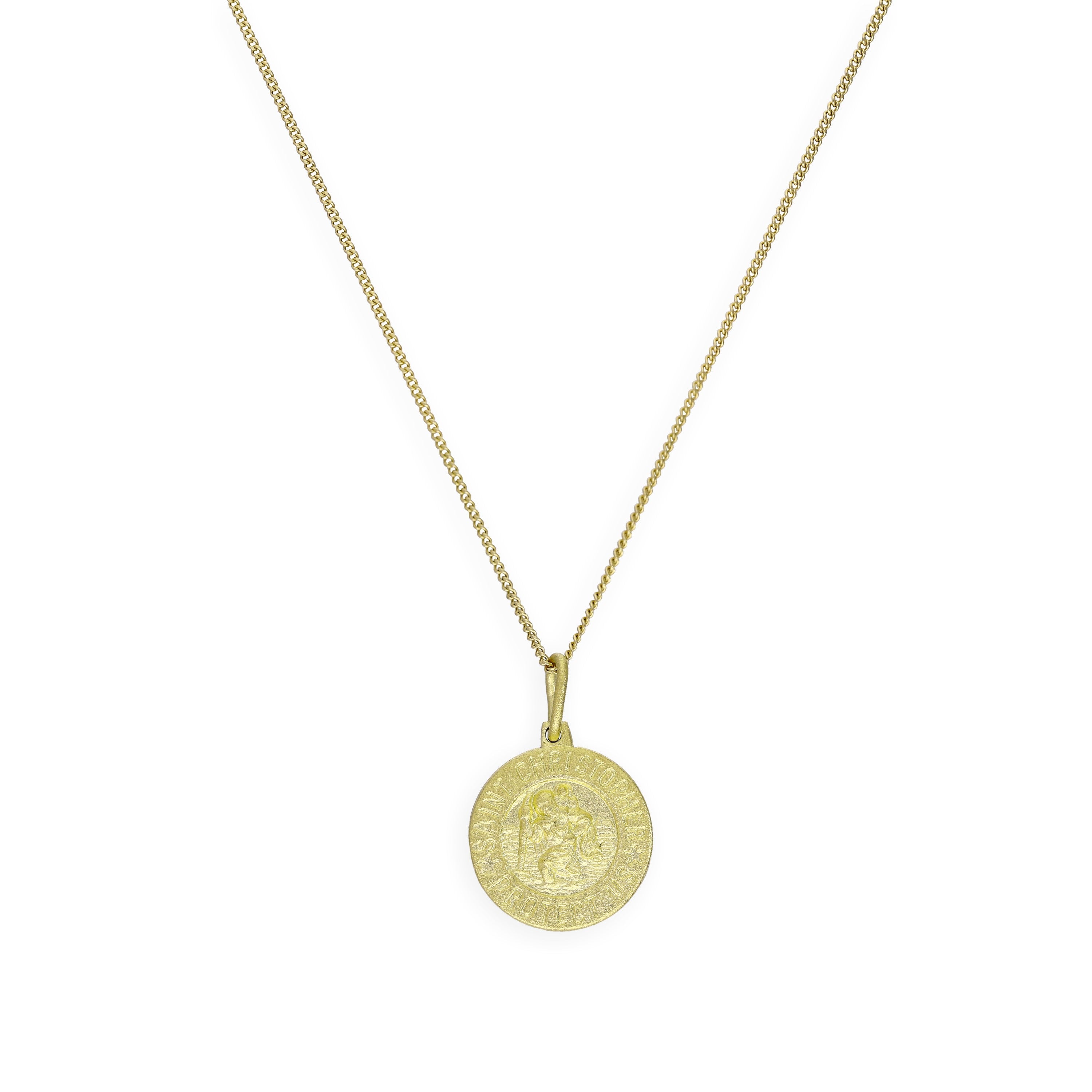 Vergoldete Halskette aus Sterlingsilber mit St.-Christophorus-Medaille, 40–81 cm
