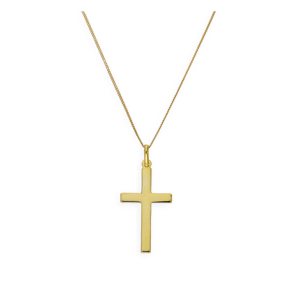 Große vergoldete Sterlingsilber Kreuz Halskette 16 - 32 Zoll