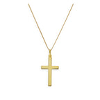 Große vergoldete Sterlingsilber Kreuz Halskette 16 - 32 Zoll