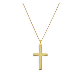 Große vergoldete Sterlingsilber Kreuz Halskette 16 - 32 Zoll