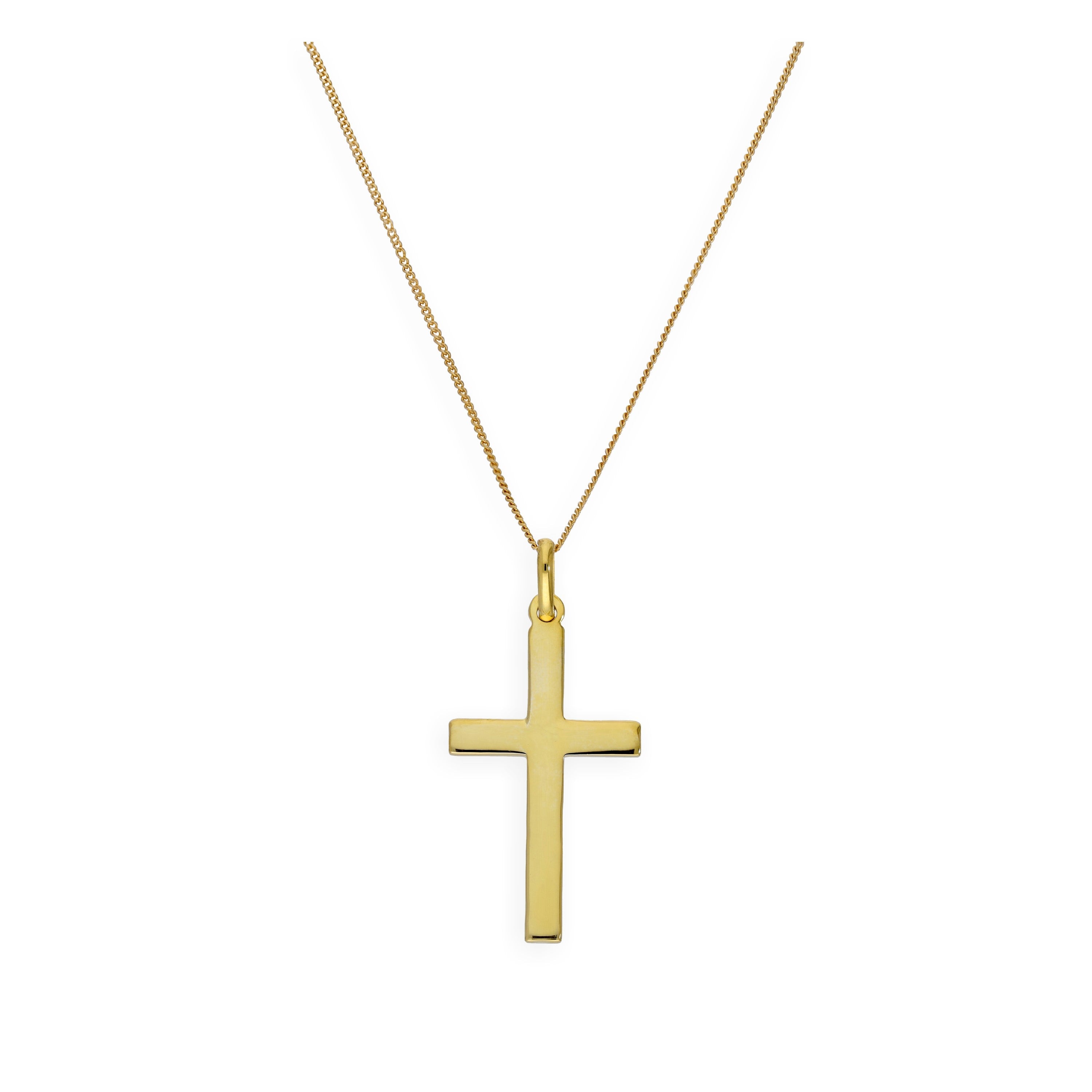 Große vergoldete Sterlingsilber Kreuz Halskette 16 - 32 Zoll