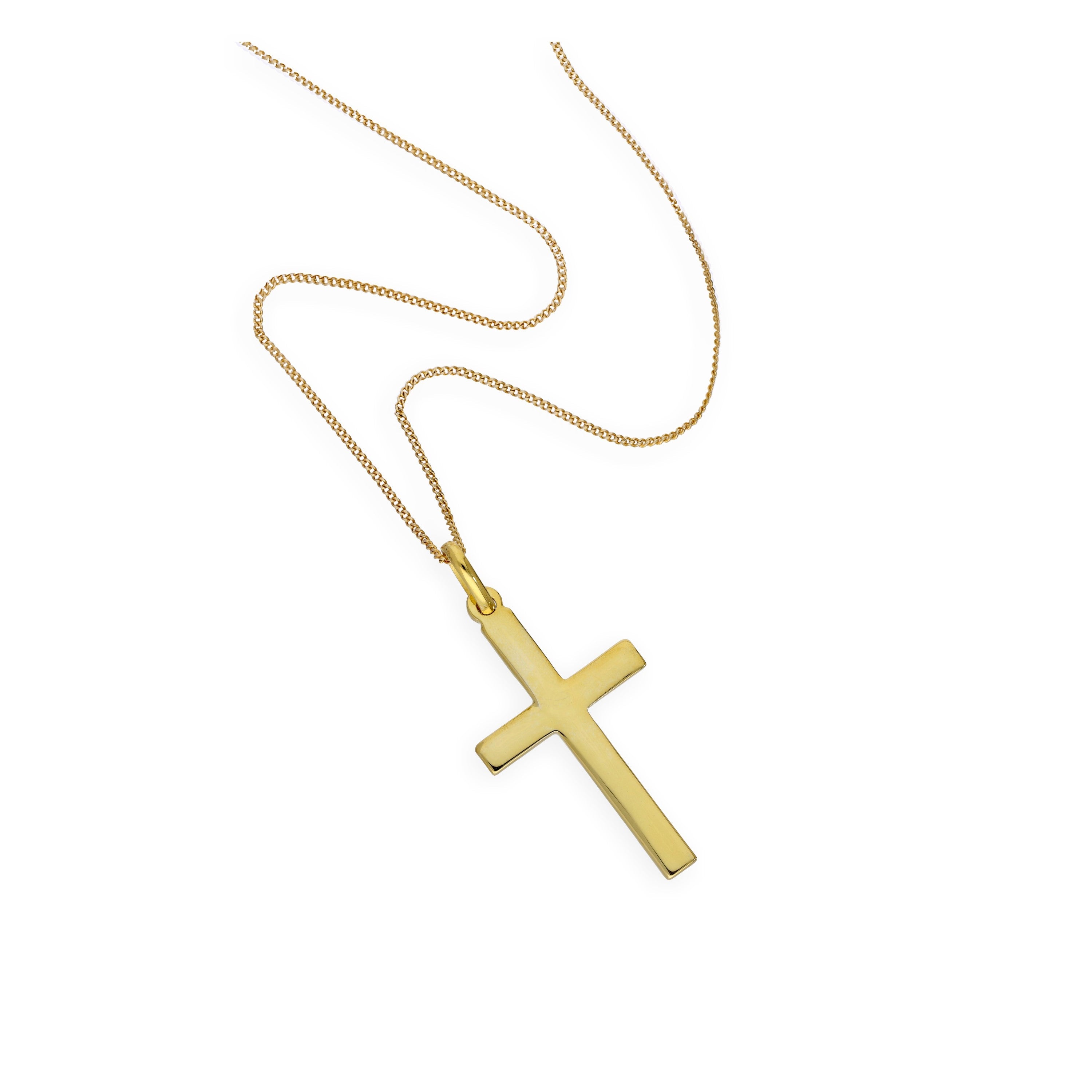 Große vergoldete Sterlingsilber Kreuz Halskette 16 - 32 Zoll