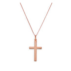 Große roségoldplattierte Sterlingsilber-Kreuzanhänger-Halskette 14–32 Zoll