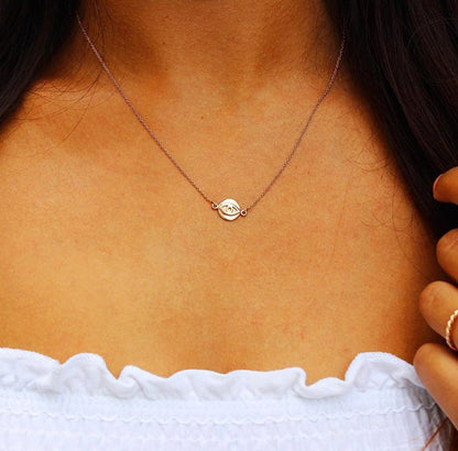 Rose vergoldet Sterling Silber Evil Eye Anhänger auf 18 Zoll Kette