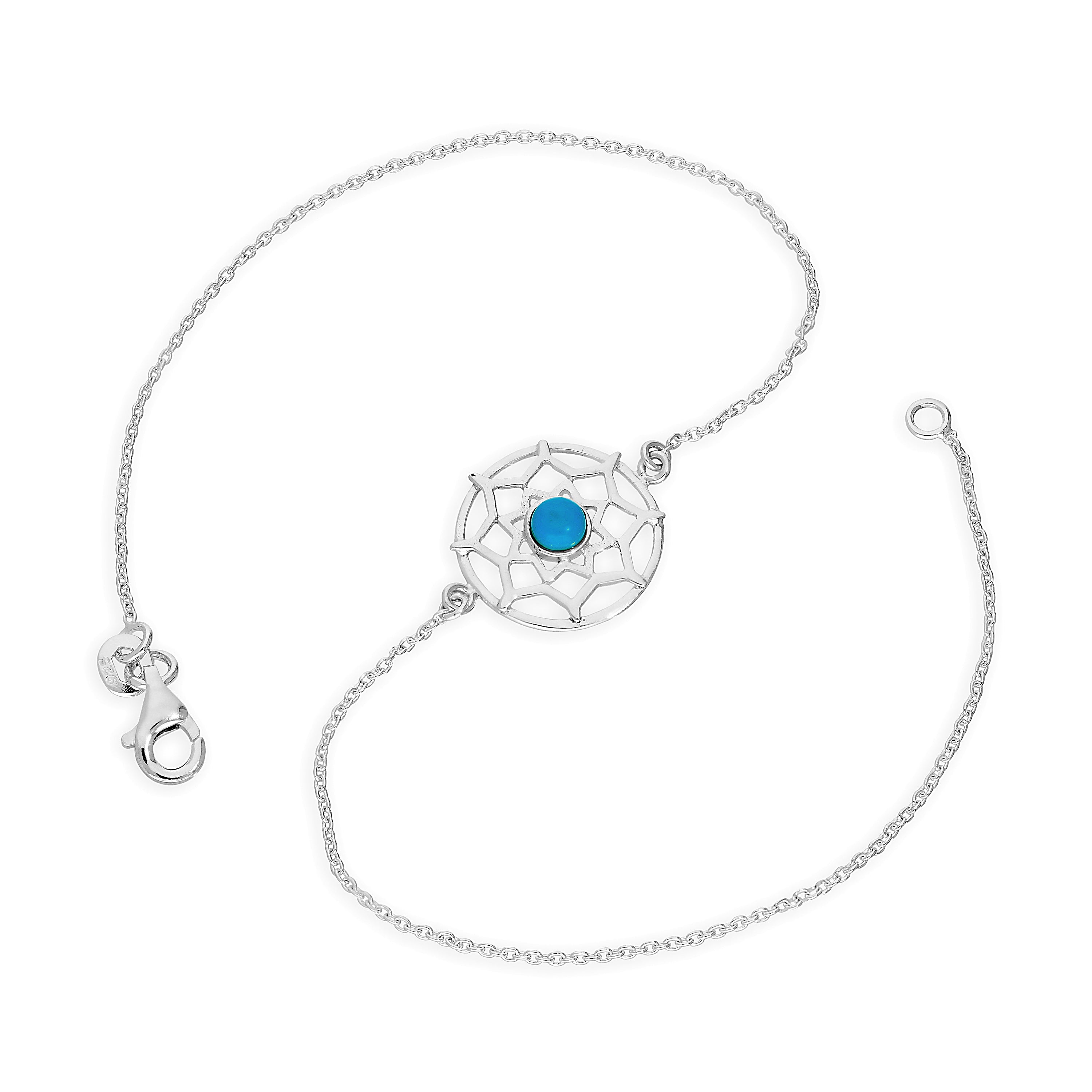 Sterlingsilber & Blau Emaille Traumfänger Fußkette 25,5 cm