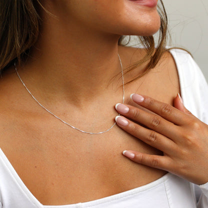 Sterling Silber Disco Twisted Diamantschliff Kette 16 - 24 Zoll