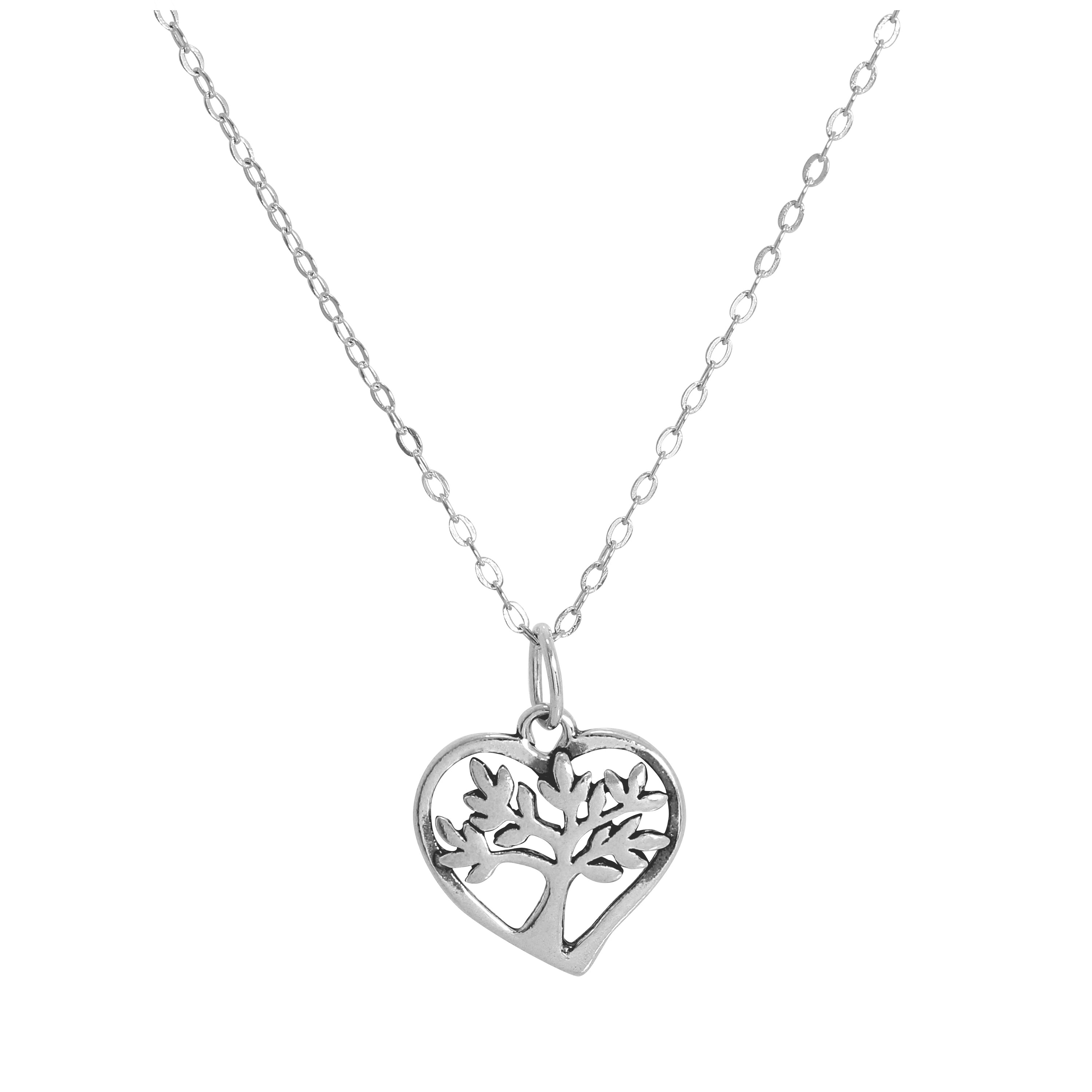 Halskette aus Sterlingsilber mit Baum-Anhänger in Herzform, 14–28 Zoll