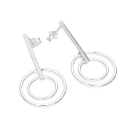 Sterlingsilber Stange & Kreise Hänge Ohrstecker