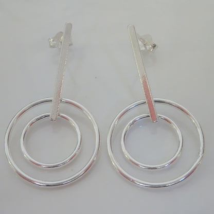 Sterlingsilber Stange & Kreise Hänge Ohrstecker