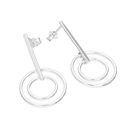 Sterlingsilber Stange & Kreise Hänge Ohrstecker