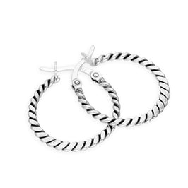 Sterlingsilber 21 mm Geflochten Creolen Ohrringe