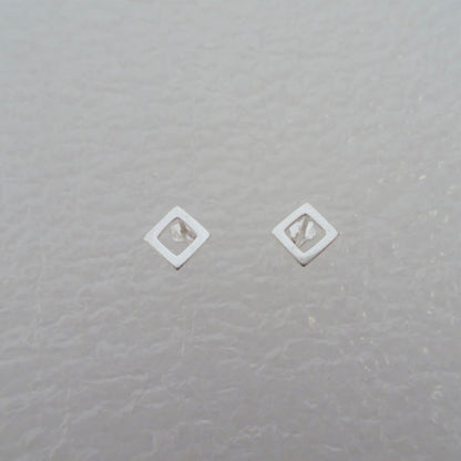 Sterlingsilber Offen Diamant Form Ohrstecker