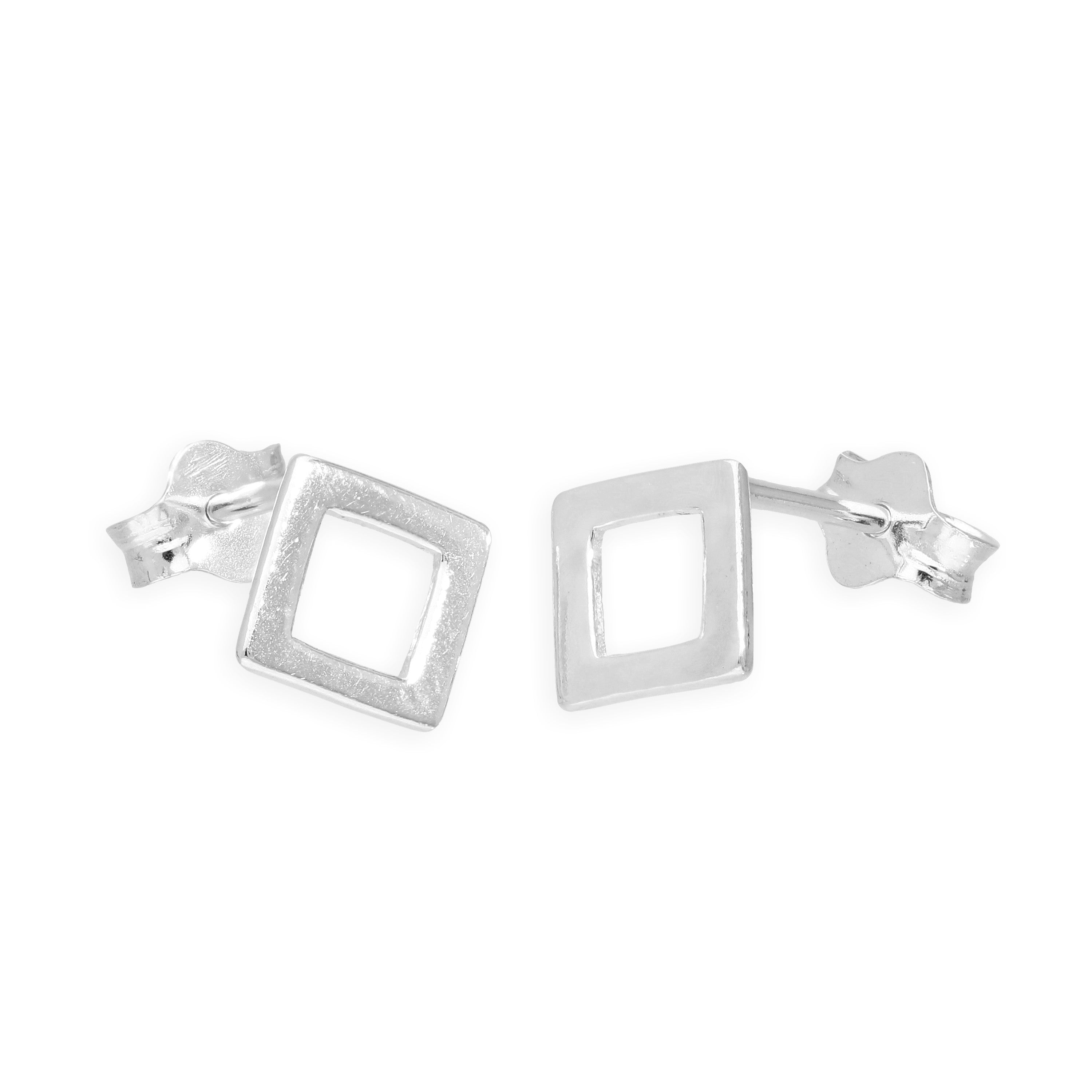 Sterlingsilber Offen Diamant Form Ohrstecker