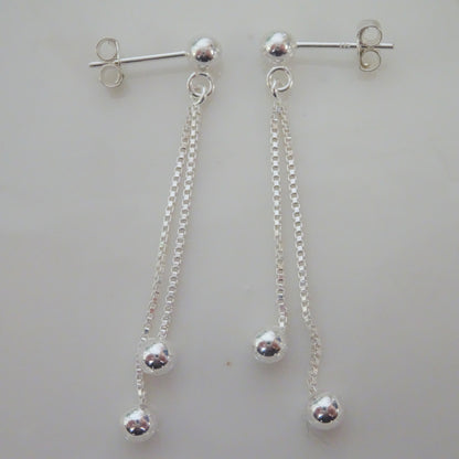 Sterlingsilber Kugel Hänge Ohrstecker