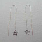 Durchzieher-Ohrringe aus Sterlingsilber mit diamantiertem Stern
