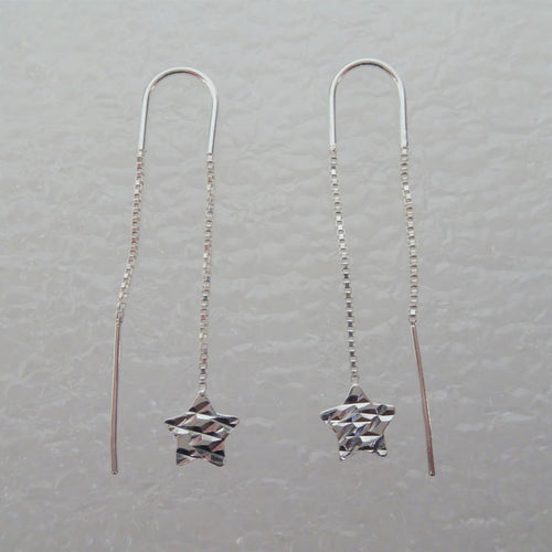 Sterlingsilber Diamantschliff Stern Durchzieher Ohrringe