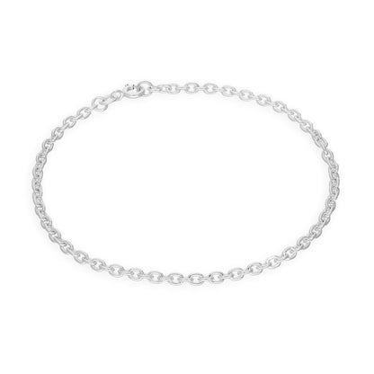 Armband aus 3 mm breitem Kabel in Sterlingsilber, 6–8 Zoll