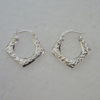 Sterlingsilber Diamantschliff Quadratisch Creolen Ohrringe