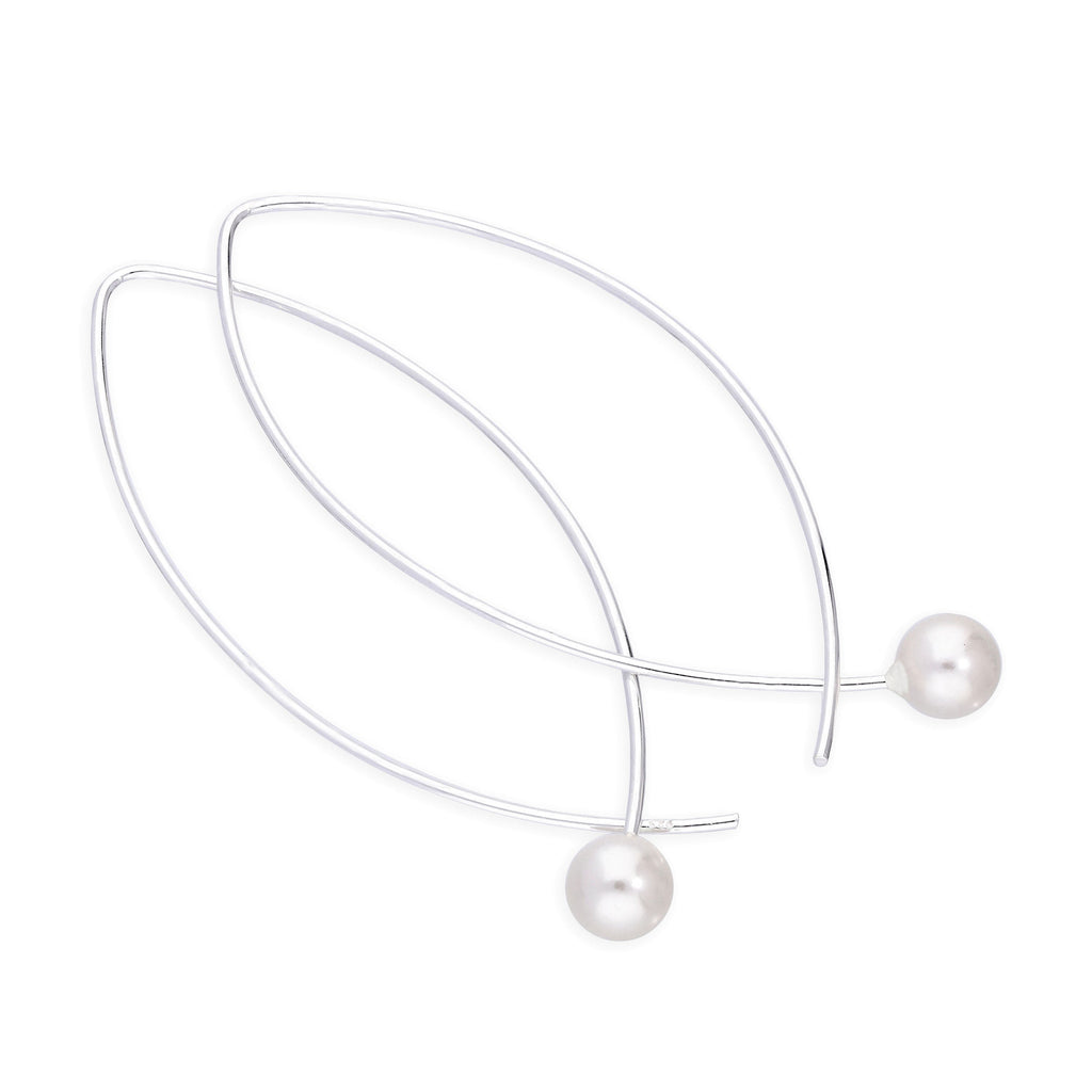 Sterlingsilber & Perle Schlaufe Durchzieher Ohrringe 